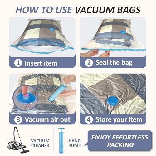 Cozy Essential Vacuum Storage Bags, 80% Compression Vacuum Seal Space Saver Plastic Packaging Bags for Clothes, Blankets, Pillow, Bedding, Comforters, Sealer Clothing Storage,4 XXL Jumbo - size: XXL Jumbo