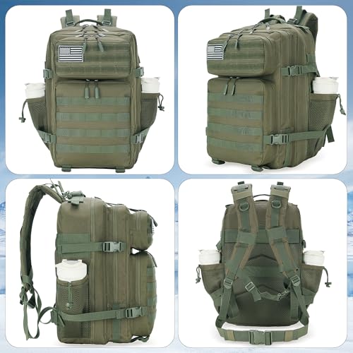 Lovelinks21 45L Tactical Assault Backpack 3 day assault pack with Molle Waterproof backpack Rucksack for Tactical Backpacks (Army green) - color: Army Green