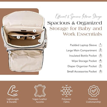Citi Collective Gallery Diaper Bag Backpack - Casual Day-to-Day Backpack Fits 15" Laptop - Travel Bag with Multiple Compartments, Pockets, Portable Changing Pad, and Shoulder Strap-Gold - color: Gold