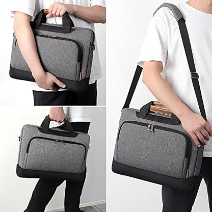 DOMISO 17-17.3 Inch Laptop Bag Briefcase Business Shoulder Bag for HP Pavilion 17/MSI GS73VR/Dell Inspiron 17, Grey - color: Grey / Black, size: 17 - 17.3 Inch