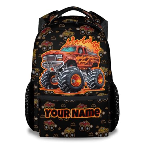 Toddler Truck Backpacks for Kids - 17 Inch Custom Large Capacity Boys Backpack for Preschool, Lightweight Truck Schoolbag for Kindergarten - color: Black