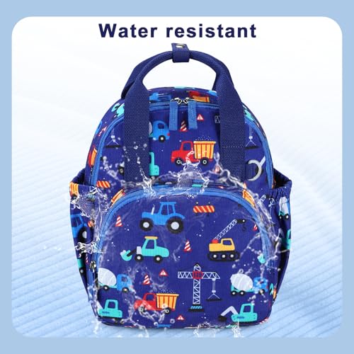 Bluboon Toddler Backpack for Girls Boys 2-4 Cute 12" Preschool Kindergarten Backpacks Kids Daycare Bags School Travel (Engineering vehicle - Royal blue, Age 2-4 (12" H not Fit A4 Folder)) - color: Engineering Vehicle - Royal Blue, size: Age 2-4 (12" H not