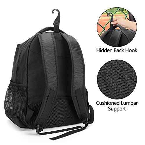 DSLEAF Tennis Bag for Men/Women to Hold 2 Rackets, Tennis Backpack with Separate Shoe Space for Tennis Sport - color: Black