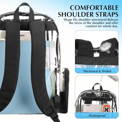 18Inches XLarge Clear Backpack - Transparent Bookbag for School Stadium TSA Approved Heavy Duty Big Clear School Backpack - size: X-Large