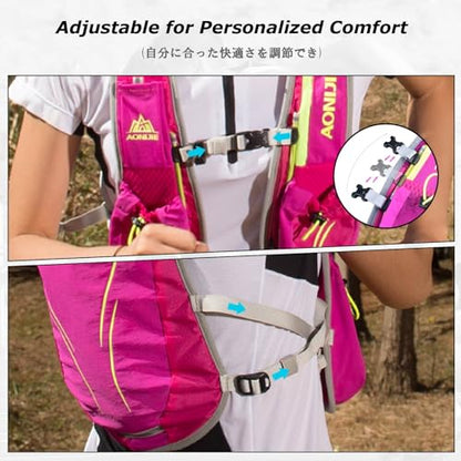YAPJEB Running Hydration Vest Lightweight Water Pack for Men Women 5L 5.5L Backpack for Marathon Trail Race Hiking Cycling Camping Jogging - color: 01 Red(5.5L) - with 1.5L Water Bladder