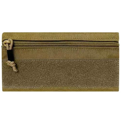 Small Tactical Admin Zipper Pouch with Hook and Loop - color: Tan