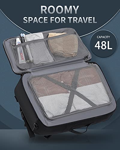 TRAILKICKER Travel Backpack Flight Approved Carry On Backpack Water Resistant Weekender Bag (Grey) - color: Tk3 Grey (Extra Large 48l)