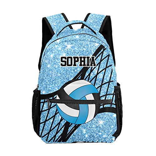 Personalized Volleyball Blue White Custom Backpack Waterproof Multifunctional Daypack with Name Gift - color: Design 1
