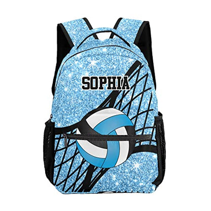 Personalized Volleyball Blue White Custom Backpack Waterproof Multifunctional Daypack with Name Gift - color: Design 1