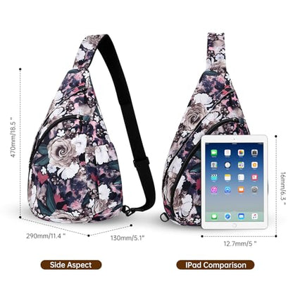 HUA ANGEL Crossbody Sling Bag for Men & Women Lightweight Waterproof Chest Shoulder Bag for Travel Hiking & Everyday Use - color: W-dried Rose