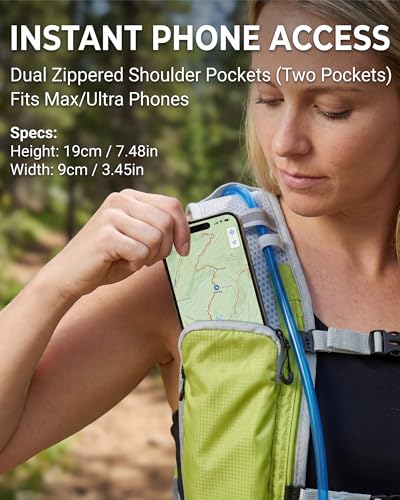 Hydration Hiking Backpack, Water Hiking Backpack, Hydration Backpack with 15l Water Bladder, Runinnng Backpack for Men Women for Cycling Campling - color: Lime Green