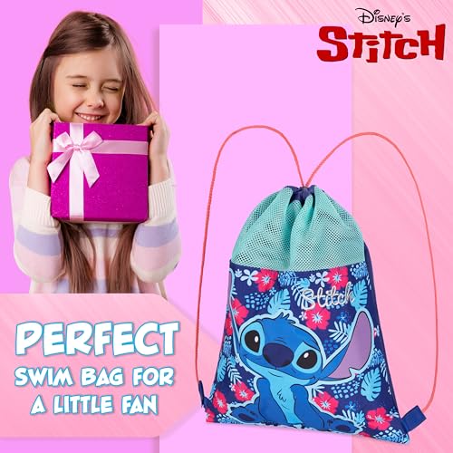 Disney Kids Drawstring Bags - Swimming Bag, School PE Bag (Blue Stitch) - color: Blue Stitch