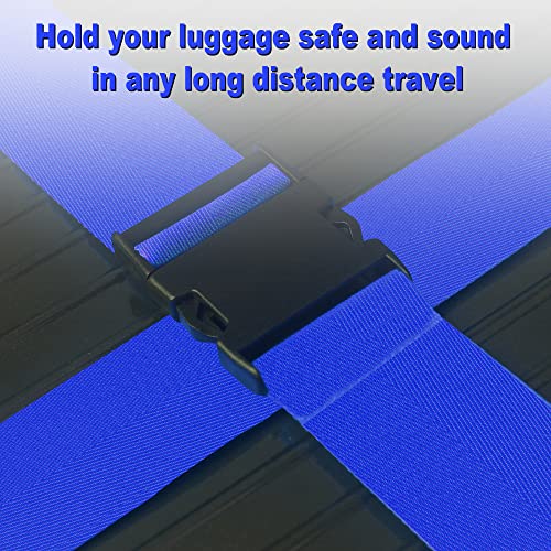 Luggage Straps for Suitcases TSA Approved Travel Belt 4 Pack by Chelmon (Blue) - color: Blue