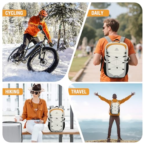 GES 30L Hiking Backpack Lightweight Water Resistant Daypack with Rain Cover & Laptop Compartment for Travel, Camping, trekking, Work（Gray） - color: Grey