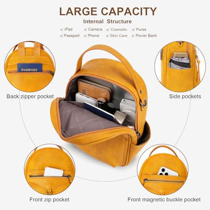 KITEVIUN Mini Backpack Purse for Women Fashion Cute Small Travel Backpacks Daypacks Shoulder Handbag - color: 01-yellow