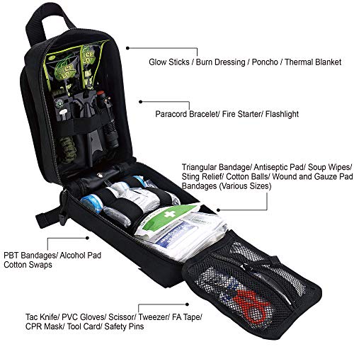 EVERLIT 250 Pieces Survival First Aid Kit IFAK EMT Molle Pouch Survival Kit Outdoor Gear Emergency Kits Trauma Bag for Camping Boat Hunting Hiking Home Car Earthquake and Adventures - color: Black Camo