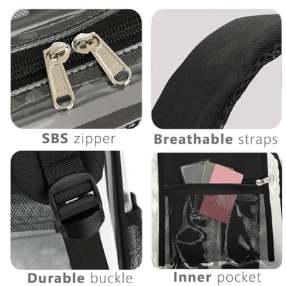 Clear Backpack for Girls Boys Women Men, Heavy Duty Transparent PVC Bookbag for School College Work See Through Backpack,Black - color: Black