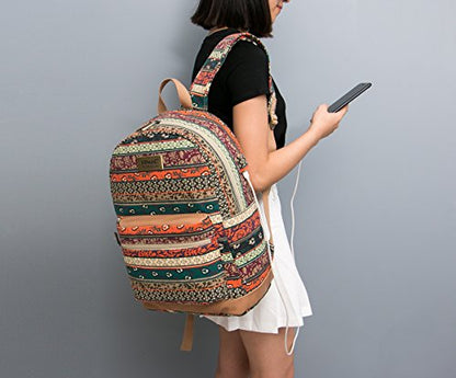 Kinmac New Bohemian Laptop Backpack with Massage Cushioned Straps Travel Outdoor Backpack for Laptop Up to 15.6 Inch - color: Bohemian