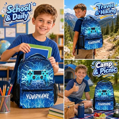 Backpack for Kids Boys Teens, Personalized Gamer Schoolbag for Kindergarten Elementary Primary Middle College, 17 Inch Lightweight Custom Gaming Bookbag - color: Game3