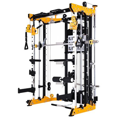 Altas Strength 3059 Smith Machine Home Gym with 1000 lb Capacity and Cables | All-in-one Smith machine with cable system, 1,000 lb capacity, safe solo training, and compact home gym design.