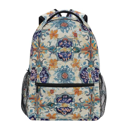 Backpacks for Unisex Adult Waterproof Vintage Daypacks with Chest Strap for Business Work College Travel Trip Bohemian Boho Vintage Mandala Style Flower - color: Multicolor09