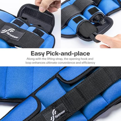 Sportneer Adjustable Ankle Weights for Women and Men：1 Pair 1 2 3 4 6 7 8 10 lbs Upgraded Easily Adjustable Leg Weight, Weighted Wrist Weight Strap for Gym, Fitness, Workout, Walking, Dancing