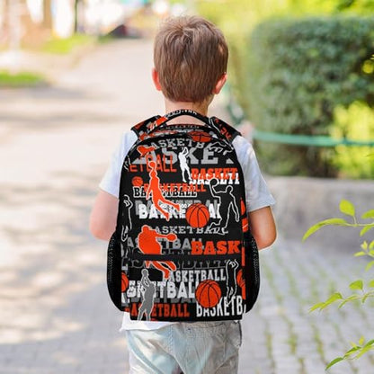Mercuryelf Basketball Backpack for Boys Girls, 16 Inch Black Backpacks for School Travel, Cool Lightweight Bookbag for Kids - color: Basketball-1