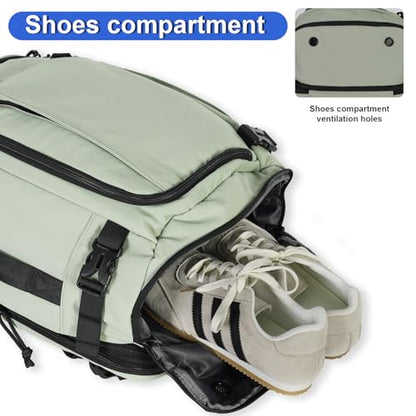 Carry On Travel Backpack with Shoe Compartment Flight Approved Laptop Backpack Expandable Work Business Backpack for Women Men Casual Daypack, Light Green - color: Light Green, style: A