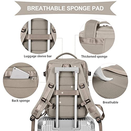 Large Travel Backpack Women, Carry On Backpack,Hiking Backpack Waterproof Outdoor Sports Rucksack Casual Daypack Bag Fit 15.6 Inch Laptop with USB Charging Port Shoes Compartment