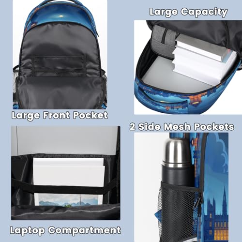 City Night Backpack with Chest Strap Reflective Lightweight Travel Hiking Backpack for Men Women Waterproof Daypack Back Pack for Commute Camping