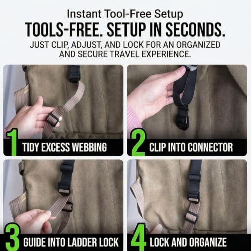 4 Pack Backpack Straps Extender with Adjustable Buckles | Polypropylene, adjustable buckles. Extends straps for bags, fanny packs, travel. Durable, easy to use. 4 pack.