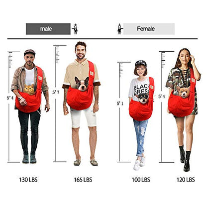 Tomkas Small Dog Cat Sling Carrier Puppy Purse Travel Wrap Soft Crossbody Pet Bag (Red, M - Zip Pocket & Adjust Strap) - color: Red