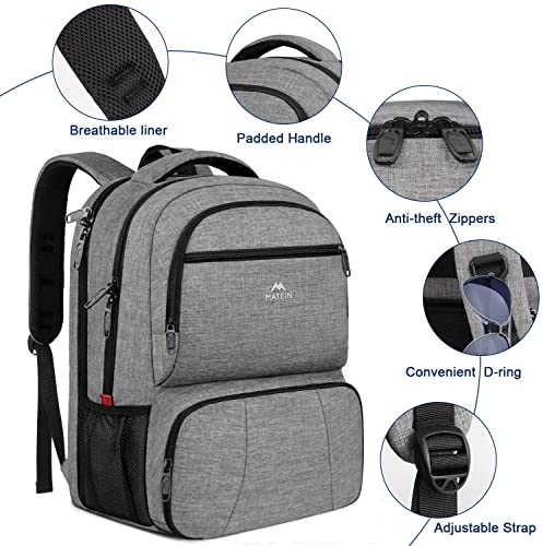 MATEIN Insulated Lunch Backpack for Women, 17.3 Inch Laptop Backpack, Grey - color: Grey, size: 17 Inch