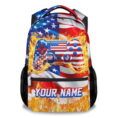 Gaming Backpack for Boys - Personalized 17 Inch Kids Toddlers Bookbag, Large Capacity Lightweight Gamer Schoolbag for Elementary School Travel - color: Red