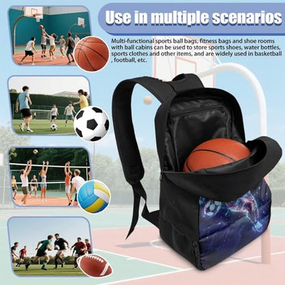 Basketball Backpack With Separate Ball Compartment And Shoes Fit Basketball Volleyball Football - color: Football Player