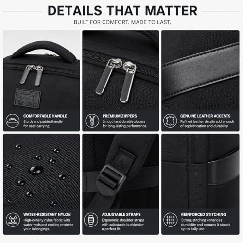 Business Laptop Backpack for Men and Women, Water-Resistant Travel Backpack Fits 15.6 Inch Laptop, Lightweight Work Backpack with USB-Free Smart Organization for Office, Commute and Travel