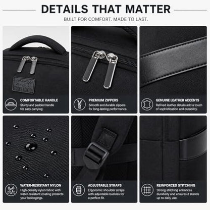Business Laptop Backpack for Men and Women, Water-Resistant Travel Backpack Fits 15.6 Inch Laptop, Lightweight Work Backpack with USB-Free Smart Organization for Office, Commute and Travel