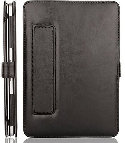 MOSISO Compatible with MacBook Pro 15 inch Retina (A1398, Version 2015/2014/2013/end 2012), PU Leather Portfolio Protective Stand Cover Sleeve, Black - color: Black