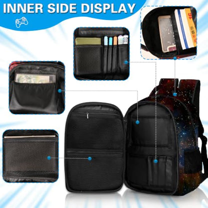 Boys Backpack with Lunch Box and Pencil Case, 3Pcs Gamer Backpack for Boys Teens, 17 Inch Large Capacity - color: GAME-LMWJ-10