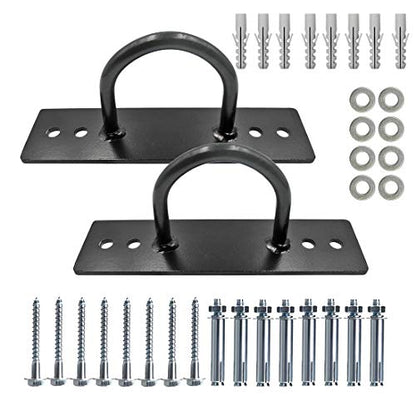 Battle Ropes Anchor, Battle Rope Wall Ceiling Mount Kit Bracket Hook for Suspension Straps Crossfit Gymnastic Rings, Body Weight Strength Training Systems, Yoga Swings Hammocks, Boxing Equipment - color: 2 sets Black