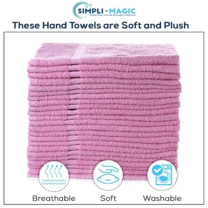 Simpli-Magic Cotton Hand Towels 16"x27" (12 Pack) – Soft Towels for Bathroom, Kitchen, Salon & Gym (Pink) - color: New Pink