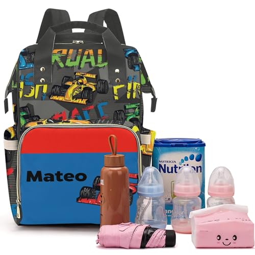 Customized Diaper Bag Customized Diaper Backpack Nappy Backpack Personalized Diaper Bags Boys Multifunction Shoulders Bag Nursing Bags, Colorful Road Car - color: Colorful Road Car