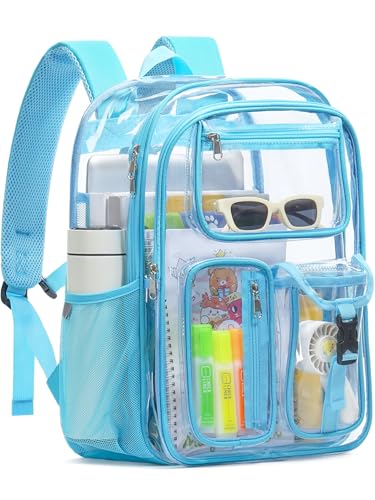 Double-Layer Clear Backpack Heavy Duty, 17 Inch Large Clear Bookbag, Transparent See Through Backpack For School, Work, College, Travel, Sport- Light Blue - color: 1# Light Blue, style: Pro Series (Double Layer)