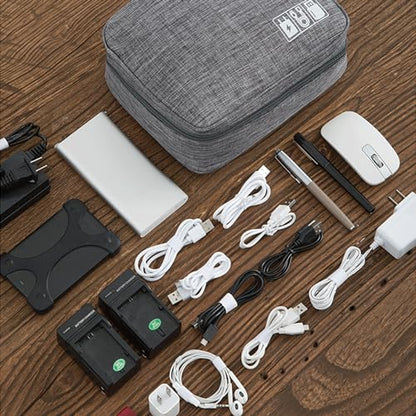 Organizer Case Small Electronic Devices USB Charger Accessories Mouse Phone Cable SD Power Bank Earphone - color: Large-Deep Blue