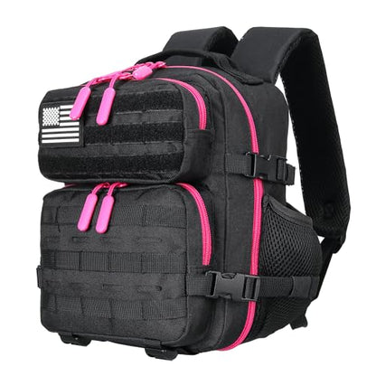 9L Mini Tactical Backpack for Men and Women Tactical Backpack Small for Hiking Small Tactical Bag Fitness Pack - color: Black&rosered