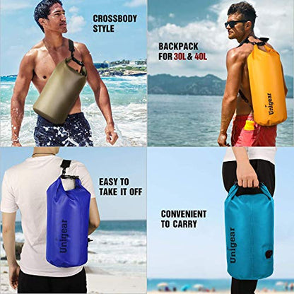 Unigear Dry Bag Waterproof, 2L/5L/10L/20L/30L/40L Floating and Lightweight Bags for Kayaking, Boating, Fishing, Swimming and Camping with Waterproof Phone Case - color: Blue, size: 2L