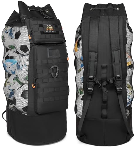 Soccer Ball Bags for Coches XL Heavy Duty Mesh Sport Ball Backpack for Basketball Volleyball Football & Equipment