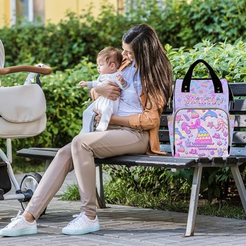 Custom Diaper Bag for Girls Personalized Diaper Bag Backpack &Insulated Water Bottle with Name Custom Monogram Baby Travel Bag Nursing Diaper Mommy Backpack with Adjustable Shoulder Straps Nappy Bag - color: Design 10