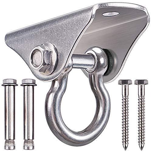 SELEWARE Heavy Duty Swing Hanger Stainless Steel Swing Hooks Ceiling Mount Swing Hardware for Porch Swing Set Hammock Chair Heavy Bag Yoga Silk - color: 180° Swing Hanger ( 1 Pack )