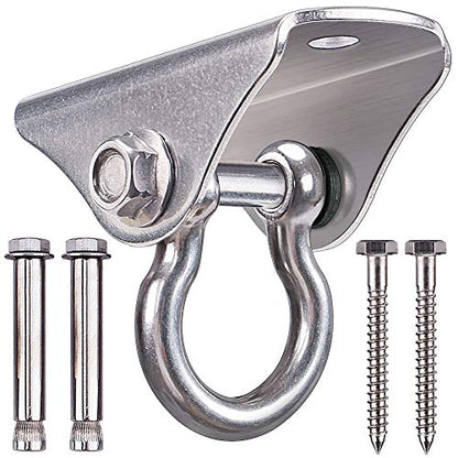 SELEWARE Heavy Duty Swing Hanger Stainless Steel Swing Hooks Ceiling Mount Swing Hardware for Porch Swing Set Hammock Chair Heavy Bag Yoga Silk - color: 180° Swing Hanger ( 1 Pack )